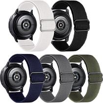 Pacote com 5 pulseiras de relógio de nylon elástico de 20 mm compatíveis com Samsung Galaxy Watch Active 2 44 mm 40 mm/ativo 40 mm/relógio 3 41 mm/relógio 42 mm/relógio Galaxy 4 44 mm 40 mm/relógio 4 clássico 46 mm 42 mm