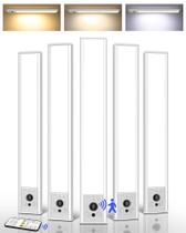 Pacote com 5 unidades de iluminação embaixo do gabinete, sensor de movimento recarregável de 3200 mAh, luzes magnéticas de armário de 12 polegadas com temperatura regulável e de 3 cores, luzes sem fio ativadas por movimento com controle remoto para cozinha Pacote com 5 unidades de iluminação embaixo do gabinete, sensor de movimento recarregável de 3200 mAh, luzes magnéticas de armário de 12 polegadas com temperatura regulável e de 3 cores, luzes sem fio ativadas por movimento com controle remoto para cozinha