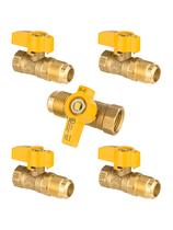 (Pacote com 5) Válvula de esfera de gás EFIELD FIP de 1/2 polegada x Flare de 1/2 polegada