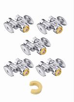 (Pacote com 5) Válvula de parada reta de compressão EFIELD Push Fit 1/2 x Dual 3/8 OD, 1/4 de volta