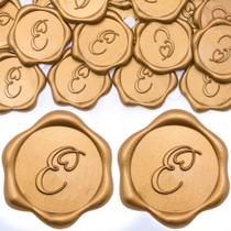 Pacote com 50 adesivos Wax Seal SWANGSA, letra E, 3 cm, dourados Pacote com 50 adesivos Wax Seal SWANGSA, letra E, 3 cm, dourados