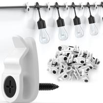 Pacote com 50 clipes de luz ao ar livre e ganchos para luzes de Natal - branco