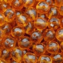 Pacote com 50 contas sextavadas 8mm cristal laranja Pacote com 50 contas sextavadas 8mm cristal laranja