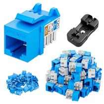 Pacote com 50 Keystone Jacks FGB Cat6 com suporte Punch Down azul Pacote com 50 Keystone Jacks FGB Cat6 com suporte Punch Down azul