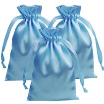 Pacote com 50 sacolas de presente de cetim com cordão Gbateri, 10 x 16 cm, azul bebê Pacote com 50 sacolas de presente de cetim com cordão Gbateri, 10 x 16 cm, azul bebê