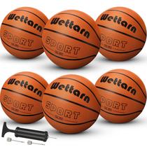Pacote com 6 bolas de basquete de borracha Wettarn, tamanho 3, 56 cm com bomba