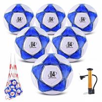 Pacote com 6 bolas de futebol ELKCIP, tamanho 4, com bolsa de malha de bomba Pacote com 6 bolas de futebol ELKCIP, tamanho 4, com bolsa de malha de bomba