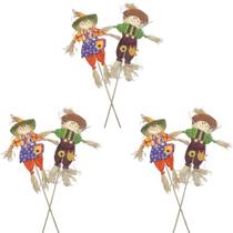 Pacote Com 6 Bonecos de Palha Espantalho No Palito Casal Pacote Com 6 Bonecos de Palha Espantalho No Palito Casal