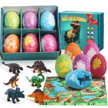 Pacote com 6 brinquedos de dinossauro Bath Bombs Zeewoo com surpresa dentro de crianças