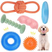 Pacote com 6 brinquedos Dog Chew Squeaky ENZZROA para dentição de cachorros