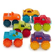 Pacote com 6 caminhões Toy Cars Battat Mini Monster Trucks com bolsa de armazenamento Pacote com 6 caminhões Toy Cars Battat Mini Monster Trucks com bolsa de armazenamento
