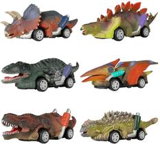 Pacote com 6 carros de brinquedo Dinosaur Pull Back para meninos de 3 anos Pacote com 6 carros de brinquedo Dinosaur Pull Back para meninos de 3 anos