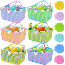 Pacote com 6 cestas de Páscoa TURNMEON com grama para crianças pequenas Pacote com 6 cestas de Páscoa TURNMEON com grama para crianças pequenas
