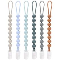 Pacote com 6 clipes de chupeta de silicone para bebês meninos e meninas Pacote com 6 clipes de chupeta de silicone para bebês meninos e meninas