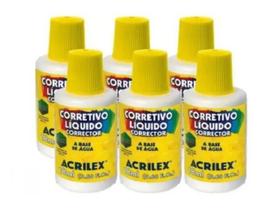 Pacote com 6 Corretivo Líquido a Base de Água 18ml Acrilex