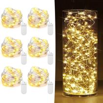 Pacote com 6 Fairy Lights HOBAYS, operado por bateria, 2 m 20 LED, branco quente Pacote com 6 Fairy Lights HOBAYS, operado por bateria, 2 m 20 LED, branco quente