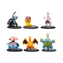 Pacote Com 6 Figuras De Ação Pokémon Pikachu Charizard Blastoise Squirtle Bulbasaur Modelos De Anime
