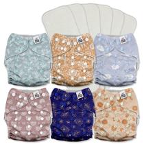 Pacote com 6 fraldas de pano para bebês Mama Koala 3.0 com inserções Pacote com 6 fraldas de pano para bebês Mama Koala 3.0 com inserções
