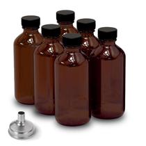 Pacote com 6 frascos de vidro âmbar DIDITIME de 60 ml com tampas e funil Pacote com 6 frascos de vidro âmbar DIDITIME de 60 ml com tampas e funil