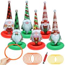 Pacote com 6 jogos infláveis de Natal Gnome Ring Toss Game com bomba