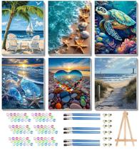 Pacote com 6 kits Paint by Numbers Tela Mrnsiet de 20 x 30 cm Pacote com 6 kits Paint by Numbers Tela Mrnsiet de 20 x 30 cm