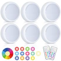 Pacote com 6 luzes LED Puck Lights HFCDL 2,4" RGBW que mudam de cor