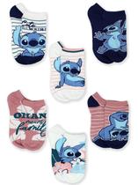 Pacote com 6 meias Disney Lilo & Stitch No Show para adultos Pacote com 6 meias Disney Lilo & Stitch No Show para adultos