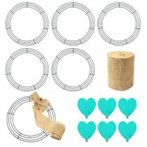 Pacote com 6 molduras de coroa de metal UltraOutlet de 36 cm com ganchos e estopa Pacote com 6 molduras de coroa de metal UltraOutlet de 36 cm com ganchos e estopa