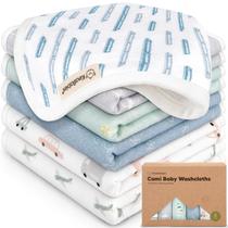 Pacote com 6 panos de banho para bebês KeaBabies de algodão orgânico macio de 25 cm