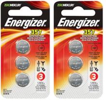 Pacote com 6 pilhas tipo botão de óxido de prata Eveready Energizer 357 Pacote com 6 pilhas tipo botão de óxido de prata Eveready Energizer 357