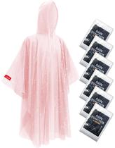 Pacote com 6 ponchos de chuva impermeáveis descartáveis Hitituto Pink Pacote com 6 ponchos de chuva impermeáveis descartáveis Hitituto Pink