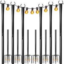 Pacote com 6 postes de luz de corda externos Nexillumi ajustáveis de 3,7 a 4,6 m