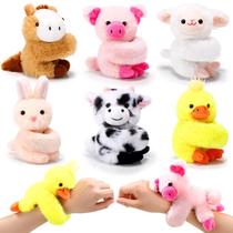 Pacote com 6 pulseiras de pelúcia Gemscream Animal Slap de 20 cm para crianças