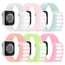 Pacote com 6 pulseiras esportivas de nylon para Apple Watch de 38 mm a 49 mm Pacote com 6 pulseiras esportivas de nylon para Apple Watch de 38 mm a 49 mm