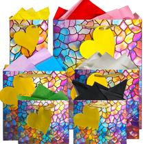 Pacote com 6 sacolas de presente de concha em relevo da Suosicn com lenço Pacote com 6 sacolas de presente de concha em relevo da Suosicn com lenço