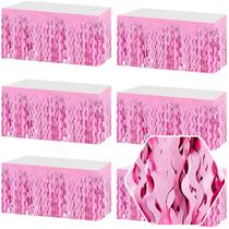 Pacote com 6 saias de mesa Pink Wave Foil Fringe 74x274cm para festa