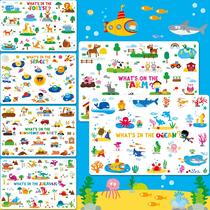 Pacote com 6 Tapetes Placemat SpriteGru Kids Educational, antiderrapante, 42 x 28 cm