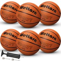 Pacote com 6 unidades de basquete de borracha Wettarn, tamanho 4,65 cm, com bomba