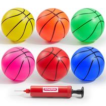 Pacote com 6 unidades de borracha inflável Mini Basketball SYNCFUN de 5 polegadas com bomba