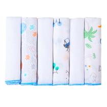 Pacote com 6 Unidades Pano Paninho Fralda de Boca Bebe Babete Fino 30cm x30cm 100% Algodão Papi Pacote com 6 Unidades Pano Paninho Fralda de Boca Bebe Babete Fino 30cm x30cm 100% Algodão Papi