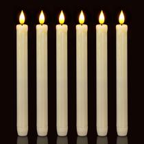 Pacote com 6 velas cônicas LED Flamemory Ivory, 24 cm