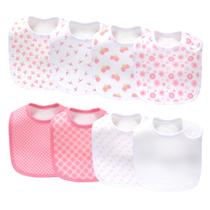 Pacote com 8 babadores de bebê Lazyrhino, unissex, ajustáveis, macios e absorventes