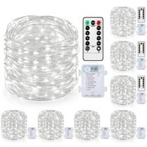 Pacote com 8 Fairy Lights Mlambert, 12 m, operado por bateria, branco frio