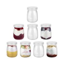 Pacote Com 8 Mini Potes De Vidro De 100ml Com Tampas De PE Para Iogurte, Leite, Pudim, Mel, Pacote Com 8 Mini Potes De Vidro De 100ml Com Tampas De PE Para Iogurte, Leite, Pudim, Mel,