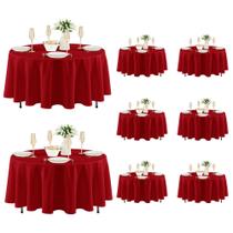 Pacote com 8 toalhas de mesa redondas vermelhas ajustáveis, 213 cm, resistentes a manchas Pacote com 8 toalhas de mesa redondas vermelhas ajustáveis, 213 cm, resistentes a manchas