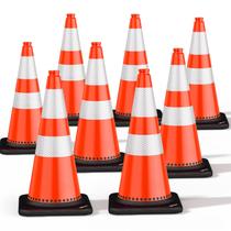 (Pacote com 8) Traffic Cones BATTIFE 70 cm PVC laranja com base preta (Pacote com 8) Traffic Cones BATTIFE 70 cm PVC laranja com base preta