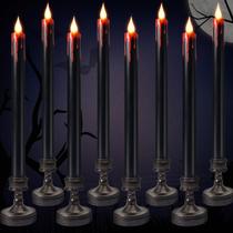 Pacote com 8 velas LED pretas sem chama YUNVI de Halloween, 26 cm Pacote com 8 velas LED pretas sem chama YUNVI de Halloween, 26 cm