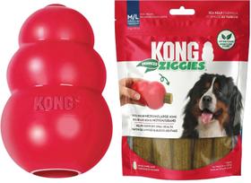 Pacote combinado de brinquedos e guloseimas KONG Classic e Enhanced Ziggies Pacote combinado de brinquedos e guloseimas KONG Classic e Enhanced Ziggies