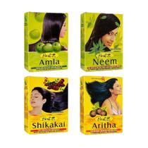 Pacote combinado de cuidados com o cabelo Hesh Herbal Amla, Brahmi, Shikakai 100g Pacote combinado de cuidados com o cabelo Hesh Herbal Amla, Brahmi, Shikakai 100g