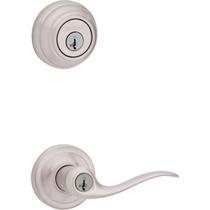 Pacote combinado de fechadura de porta Kwikset 991 Tustin SmartKey Satin Nickel